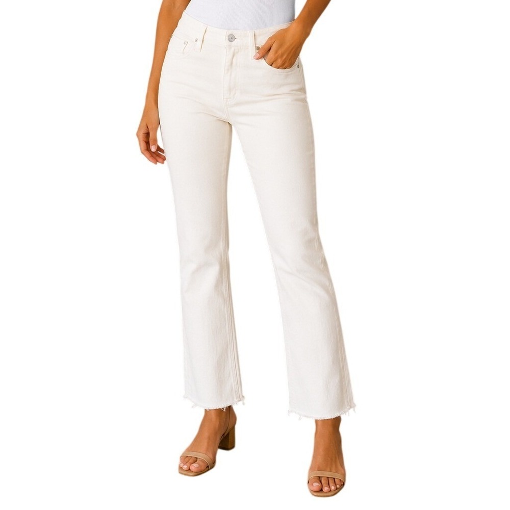 J.Crew White High Rise Demi-Boot Crop Flare Denim Jeans Women's 25